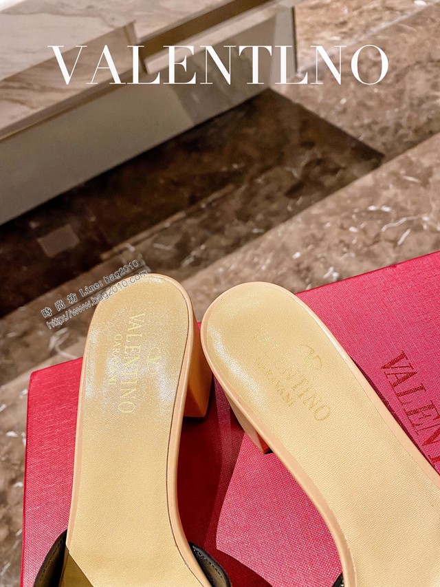 Valentino專櫃原版華倫天奴春夏新款女士拖鞋高跟涼拖鞋 dx2952